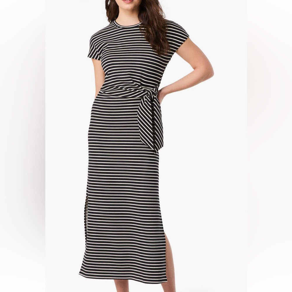 SPANX AirEssentials Tie-Waist Maxi Dress Black Stripe